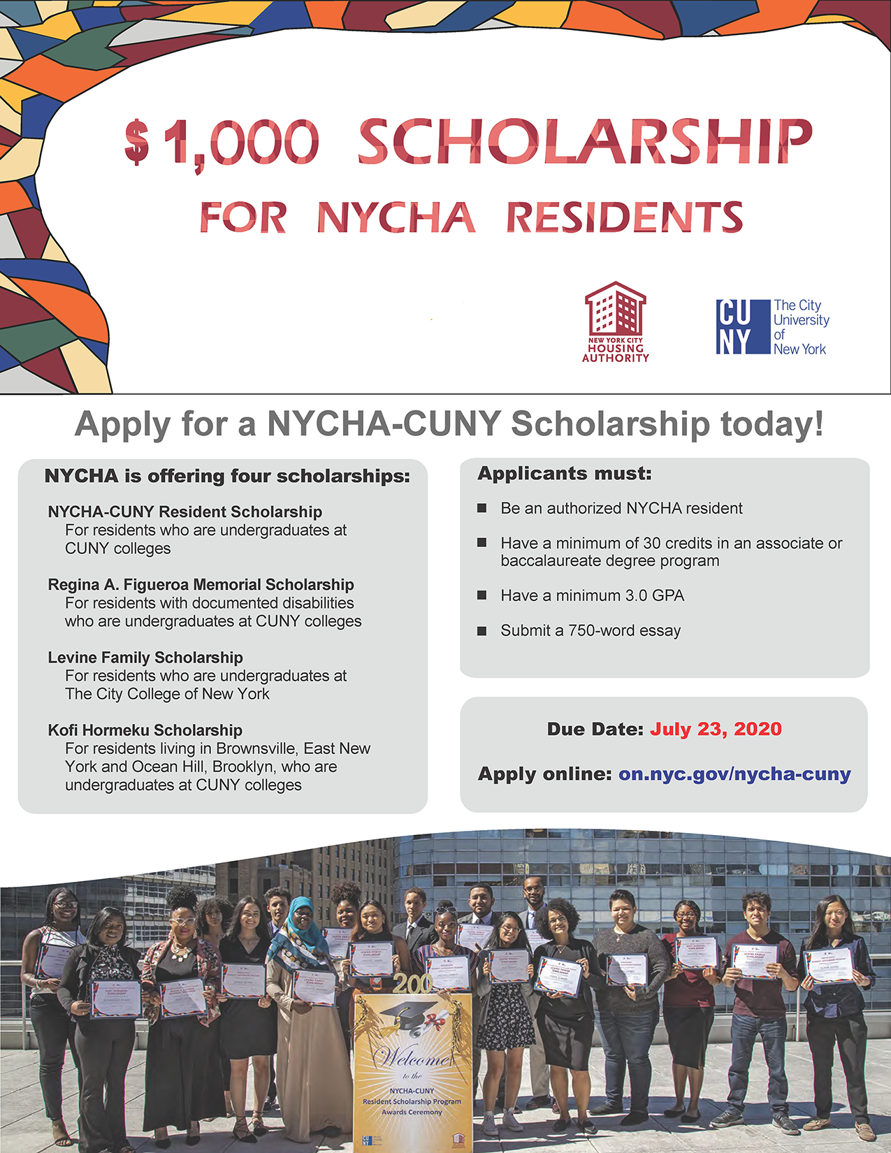 $1000 Scholarship For NYCHA Residents