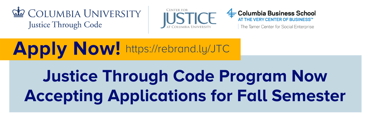 Justice Through Code Program Now Accepting Applications for Fall Semester