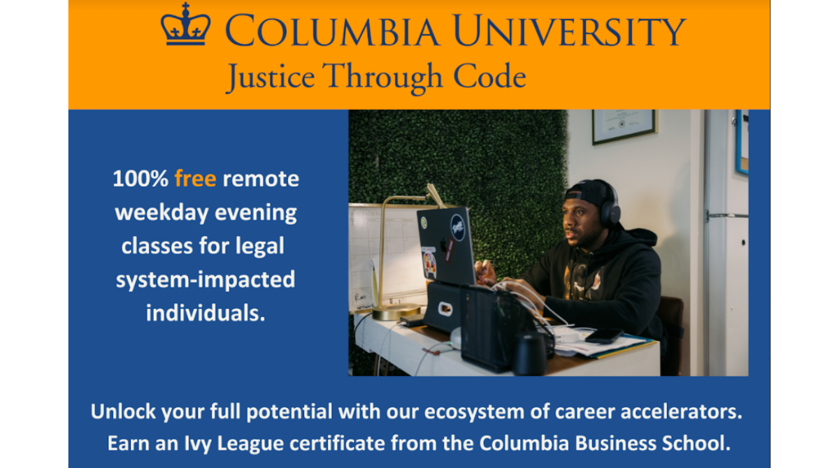 Justice Through Code: 100% free remote weekday evening classes for legal system-impacted individuals